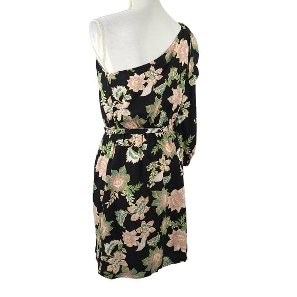 Who What Wear One Shoulder Long Sleeve Mini Dress Womens M Floral Elastic Waist - Picture 7 of 10